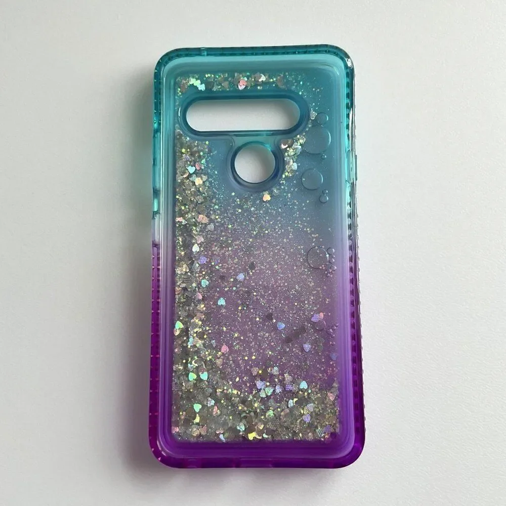 ZX-LG V40 DZ PHONE CASE LIQUID HEART BLING CASE